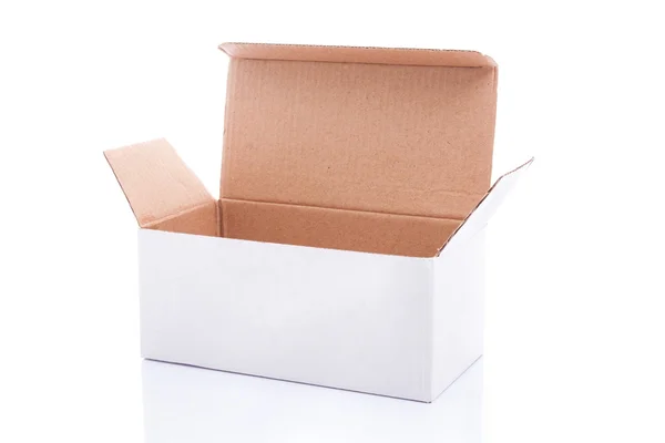 Open cardboard box on white background with using path — Stock Photo, Image