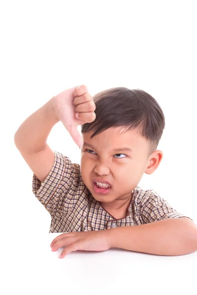 Chico mano gesto pulgar hacia abajo — Foto de Stock