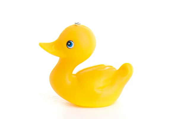 Yellow duck toy on white background — Stock Photo, Image