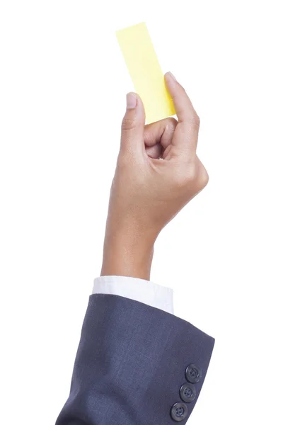 Geschäftsmann hält Haftnotiz in der Hand — Stockfoto