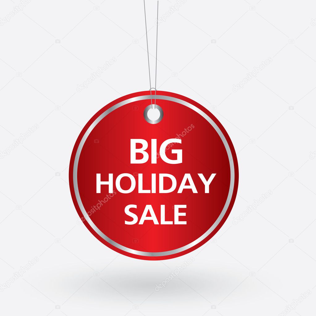 Red oval big holiday sale tag. vector illustration