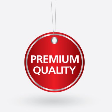 Kırmızı oval premium kalite etiketi. vektör çizim