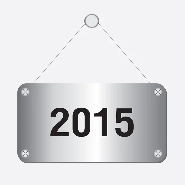 Silber metallic 2015 Schild hängt an der Wand — Stockvektor