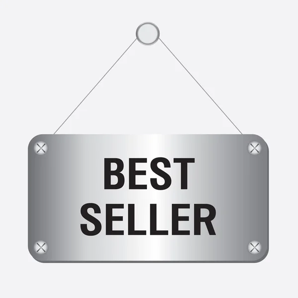 Letrero metálico del best seller de plata colgado en la pared — Vector de stock