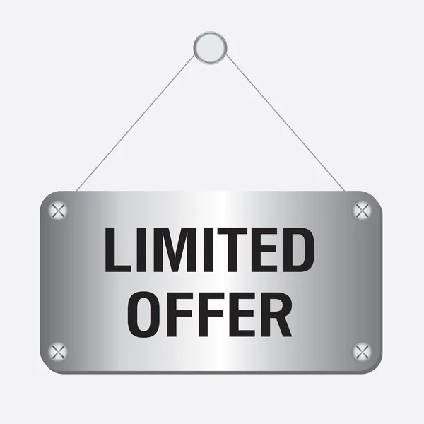 Silver metallic limited offer sign hanging on the wall — Stock Vector