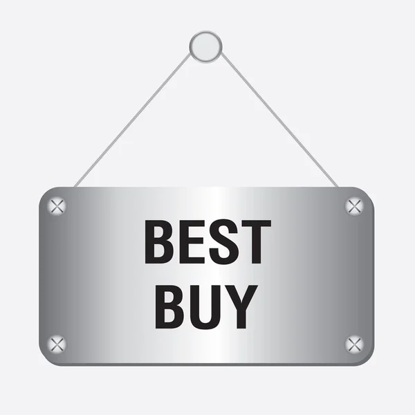 Zilver metalen best buy best buy teken opknoping op de muur — Stockvector