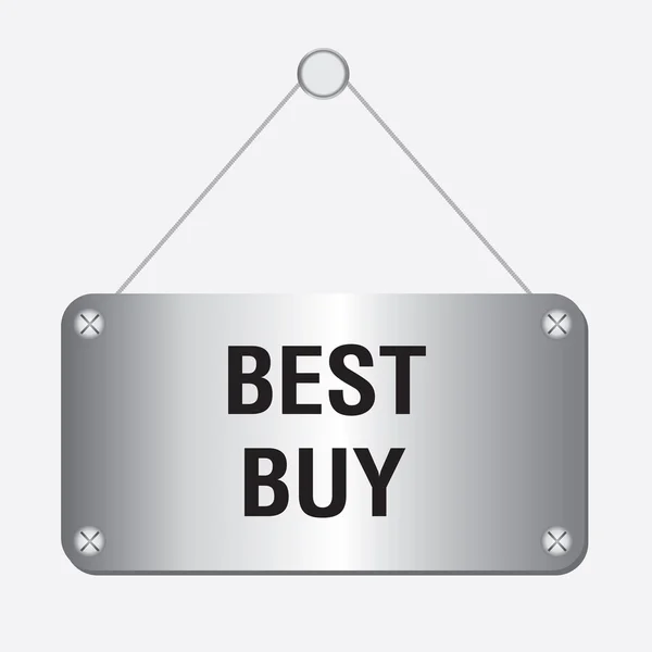 Silver metallic best buy sign hanging on the wall — Stock Vector