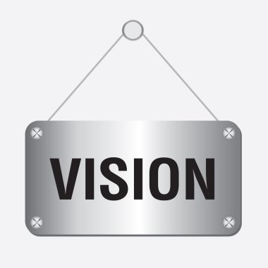 Duvarda asılı gümüş metalik vizyon işareti
