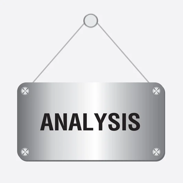 Silbernes metallisches Analyseschild hängt an der Wand — Stockvektor