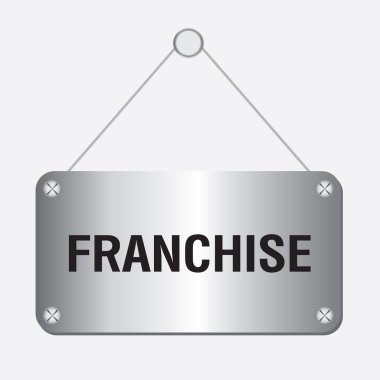 Duvarda asılı gümüş metalik franchise işareti
