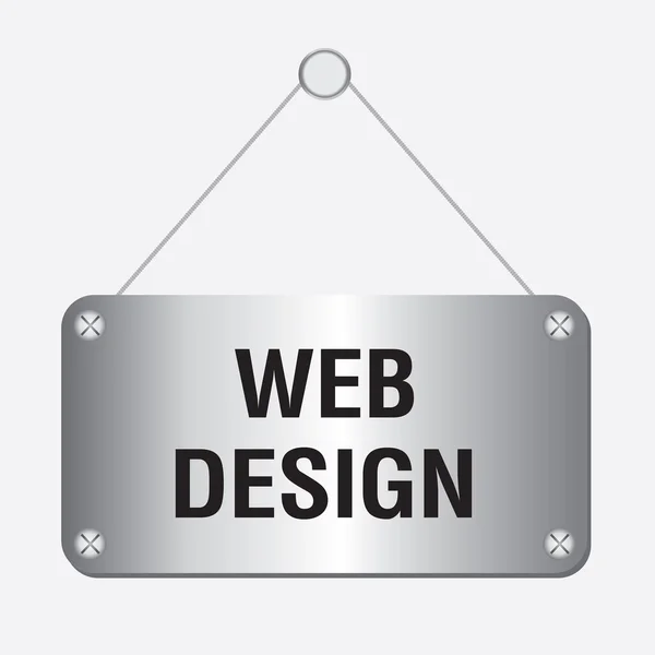 Argento metallizzato web design segno appeso al muro — Vettoriale Stock