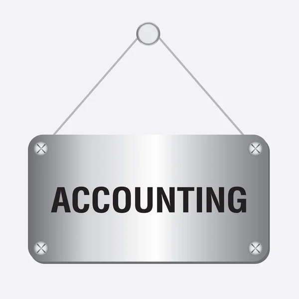 Silver metallic accounting sign hanging on the wall — Stock Vector