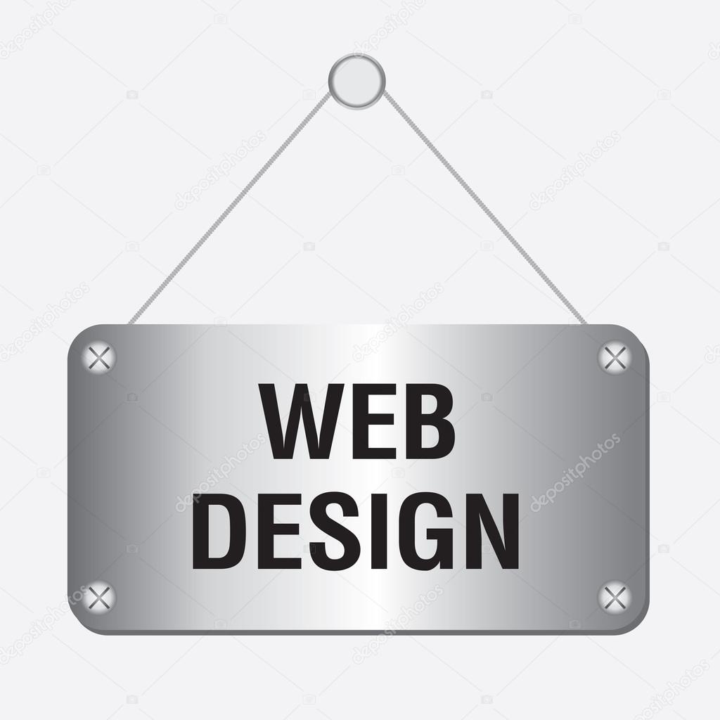 Silver metallic web design sign hanging on the wall