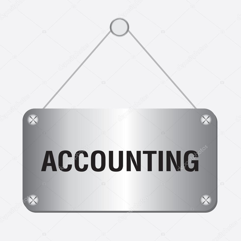 Silver metallic accounting sign hanging on the wall