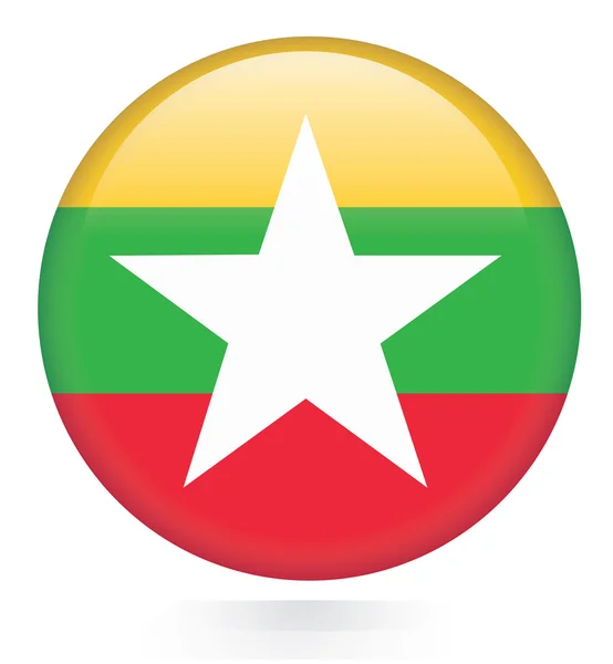 Burma Flag button — Stock Vector