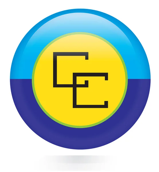 Caraíbas Comunidade (CARICOM) botão bandeira — Vetor de Stock