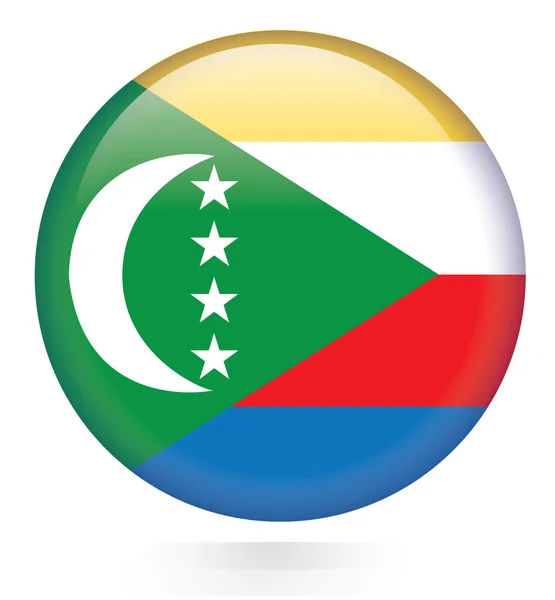 Botón bandera de Comoras — Vector de stock