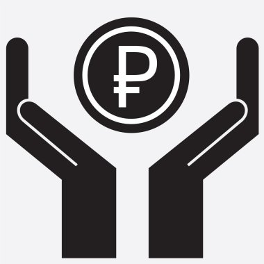 Ruble işaret gösteren ver. Vektör çizim.