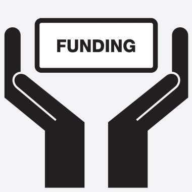 Hand showing funding sign icon. Vector illustration.