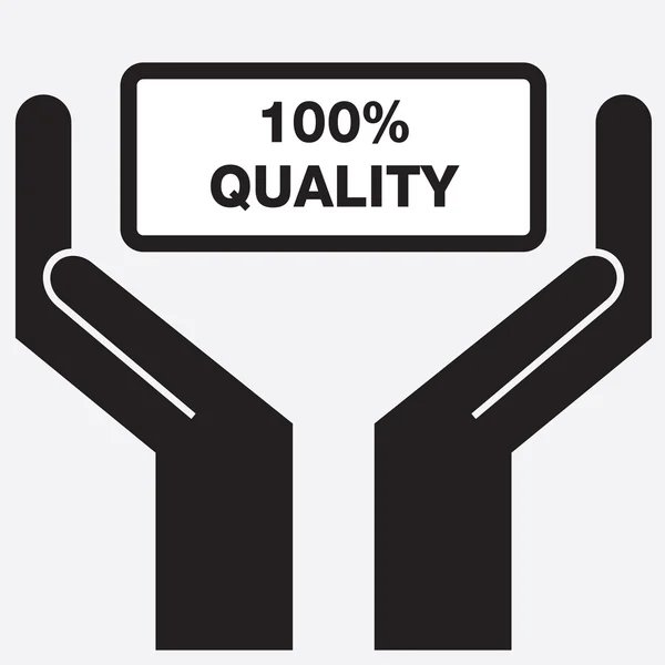 Hand showing 100 percent quality sign icon. Vector illustration. — Stock Vector