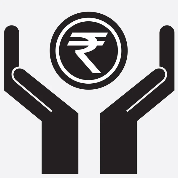 Hand showing rupee sign. Vector illustration. — Stock Vector