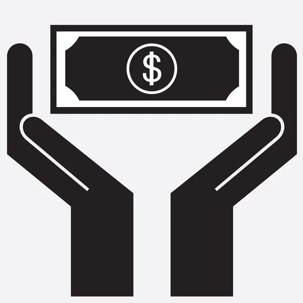 Mão mostrando símbolo de nota de dólar. Ilustração vetorial . — Vetor de Stock