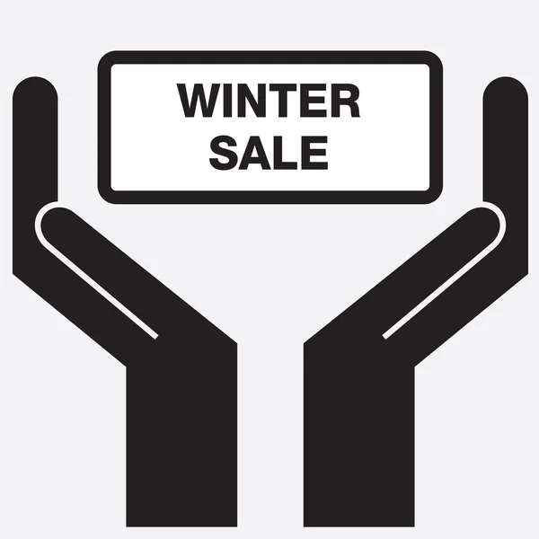 Hand showing winter sign sign icon. Vector illustration. hand, showing, tag, label — Stock Vector