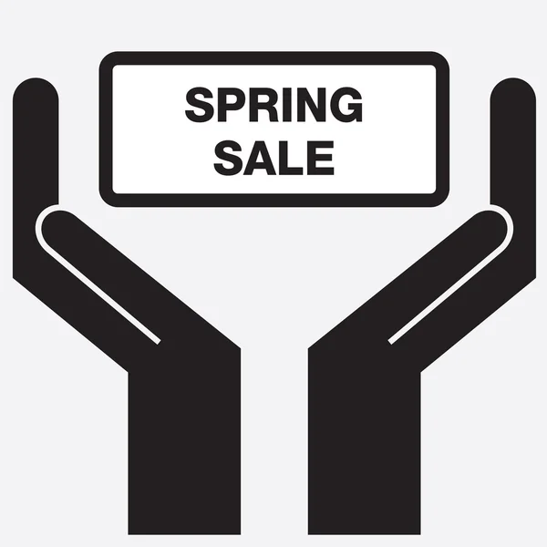 Hand showing spring sale sign icon. Vector illustration. — Stock Vector