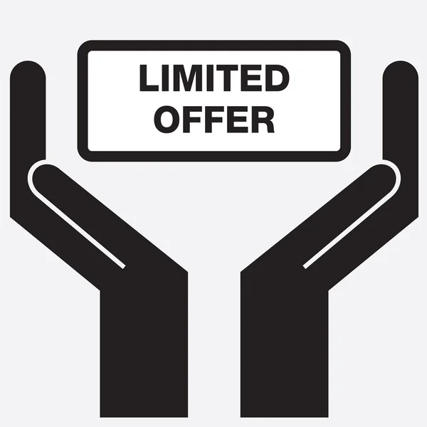 Hand showing limited offer sign icon. Vector illustration. — Stock Vector