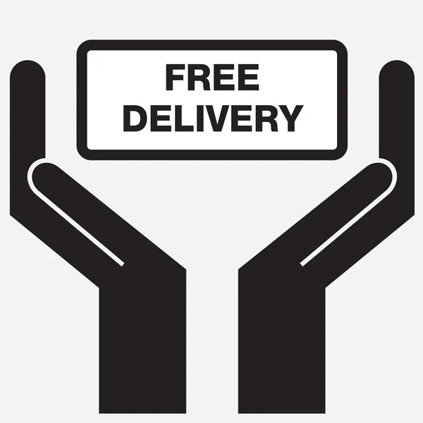 Hand showing free delivery sign icon. Vector illustration. — Stock Vector