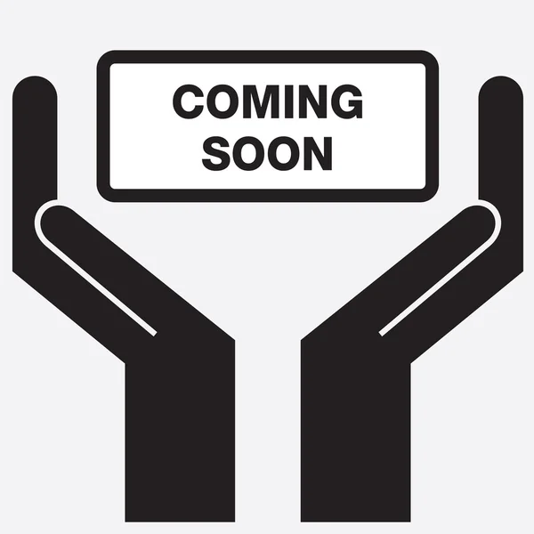 Hand showing coming soon sign icon. Vector illustration. — Stock Vector