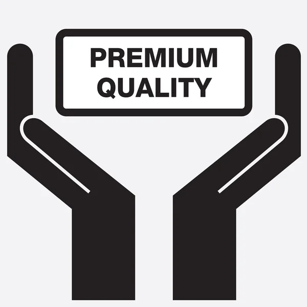 Hand showing premium quality sign icon. Vector illustration. — Stock Vector