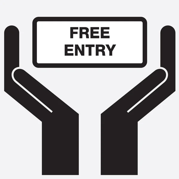 Hand showing free entry sign icon. Vector illustration. — Stock Vector