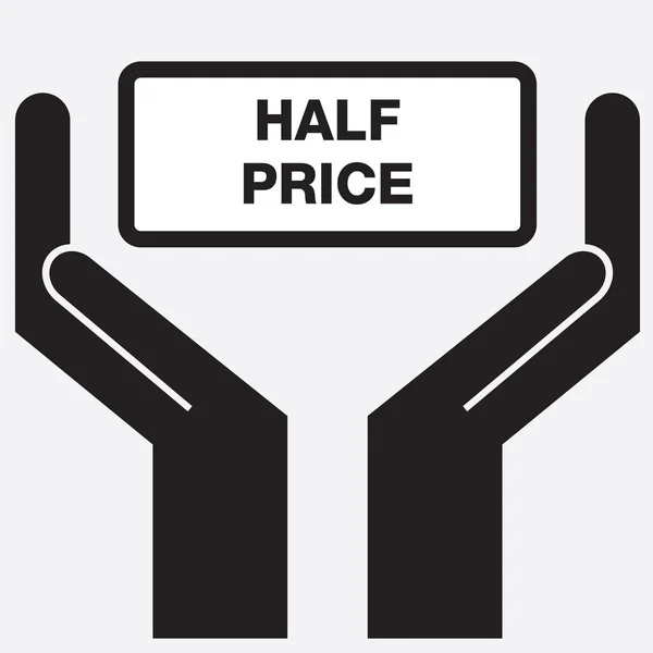 Hand showing half price sign icon. Vector illustration. — Stock Vector