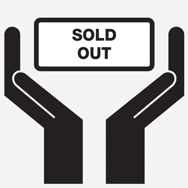 Hand showing sold out sign icon. Vector illustration. — Stock Vector