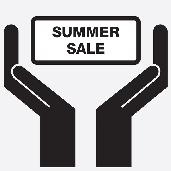 Hand showing summer sale sign icon. Vector illustration. — Stock Vector