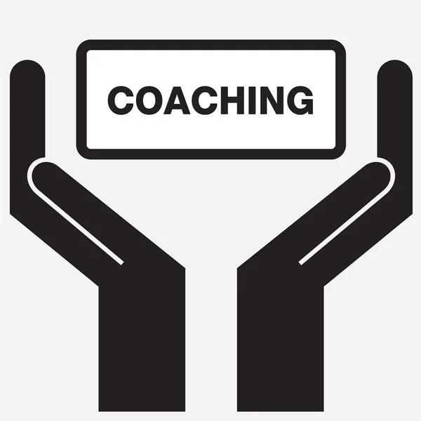 Mano que muestra el icono de signo de coaching gratuito. Ilustración vectorial . — Archivo Imágenes Vectoriales