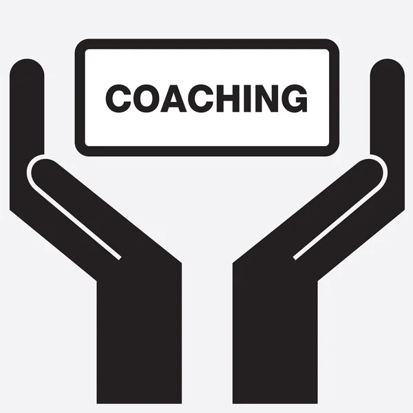 Mano che mostra l'icona del segno di coaching gratuito. Illustrazione vettoriale . — Vettoriale Stock