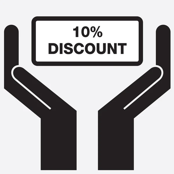 Hand showing 10 percent discount sign icon. Vector illustration. — Stock Vector