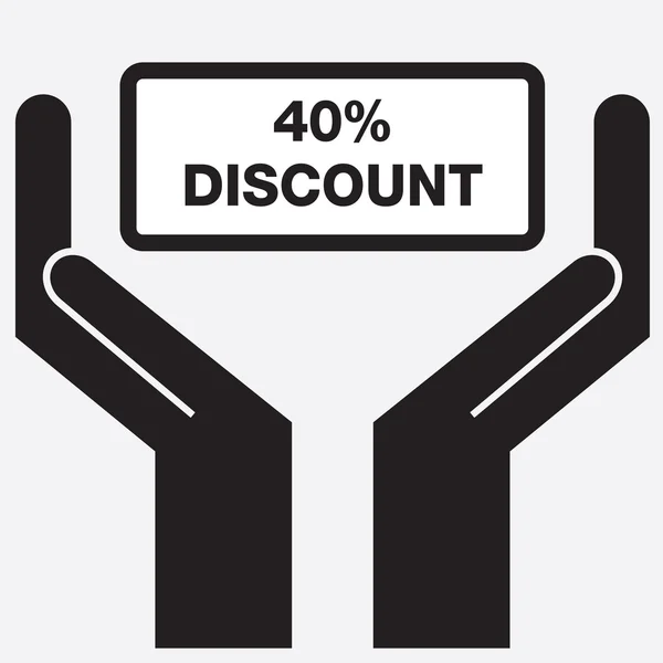 Hand showing 40 percent discount sign icon. Vector illustration. — Stock Vector
