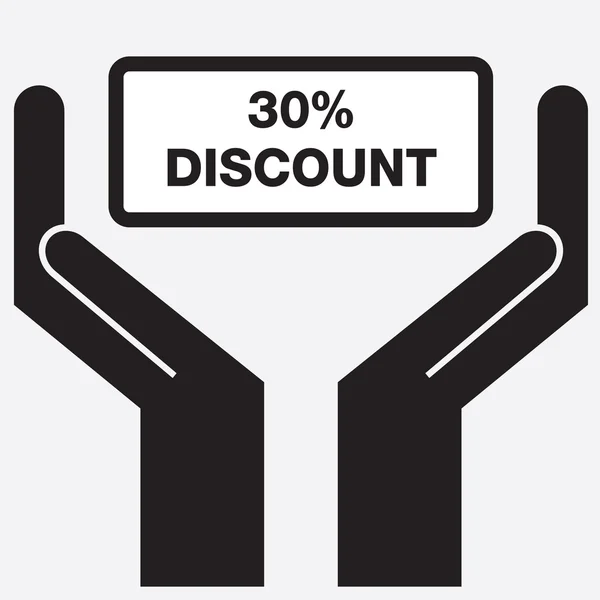 Hand showing 30 percent discount sign icon. Vector illustration. — Stock Vector