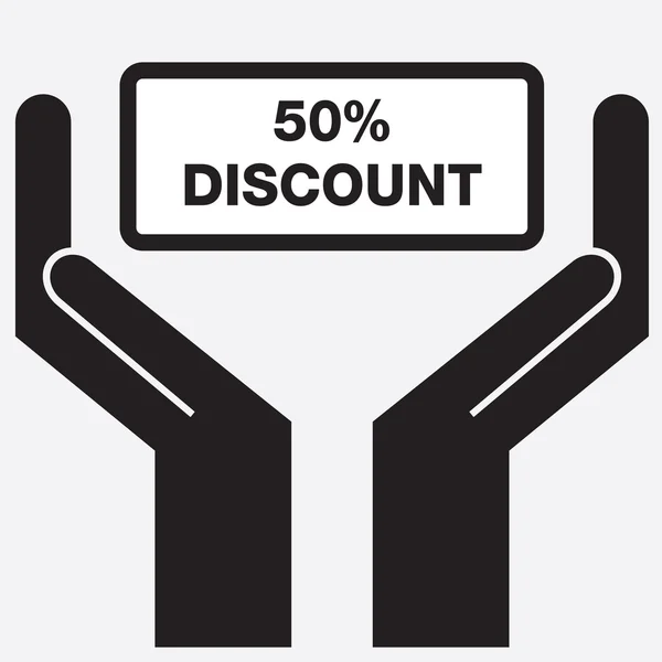 Hand showing 50 percent discount sign icon. Vector illustration. — Stock Vector