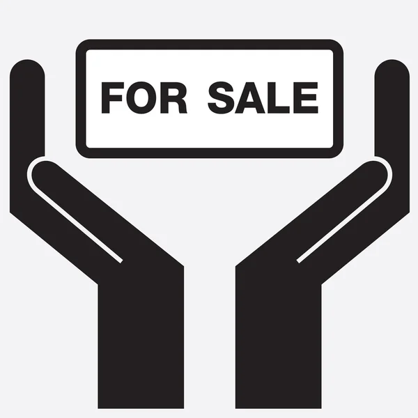 Hand showing for sale message. Vector illustration. — Stock Vector