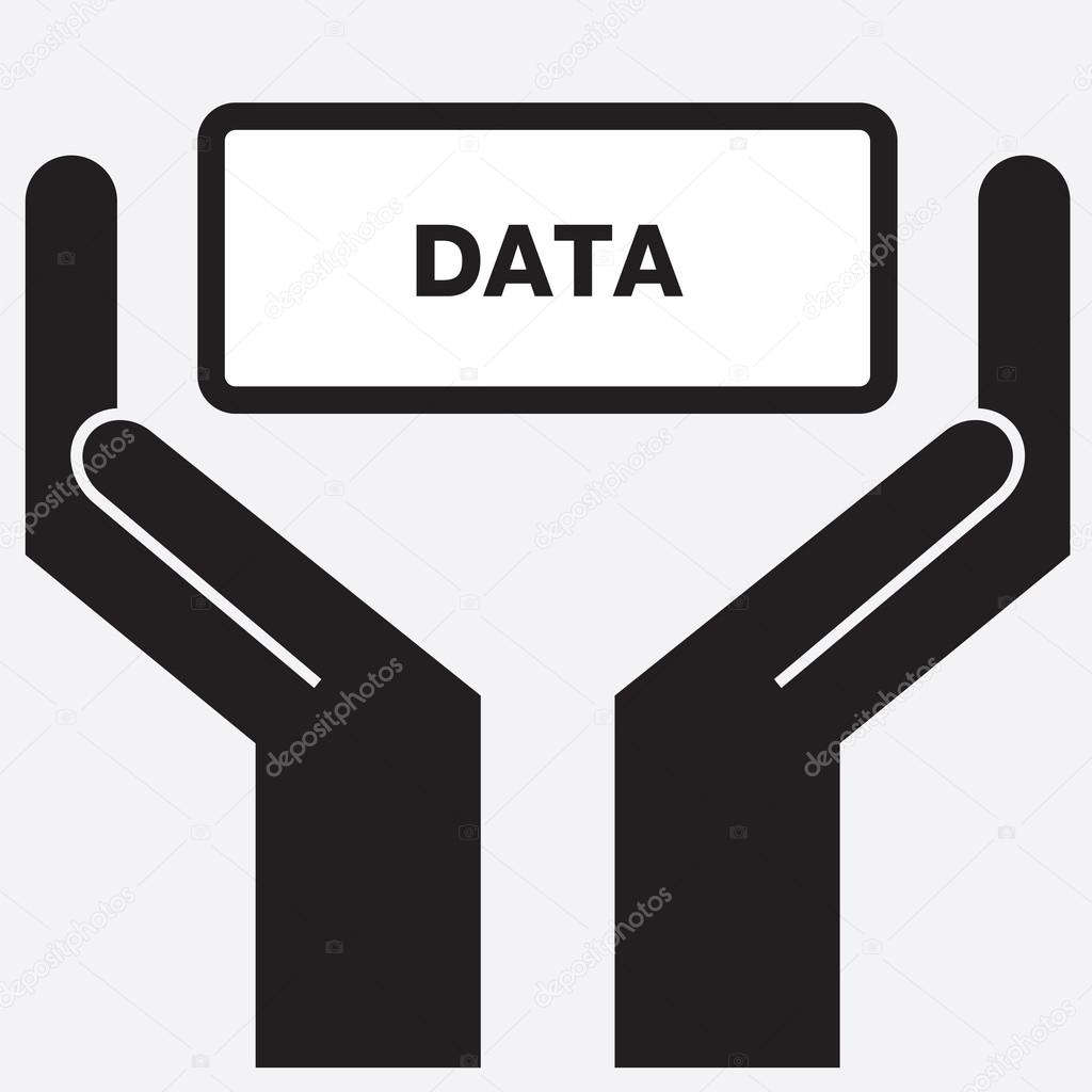 Hand showing data sign icon. Vector illustration.