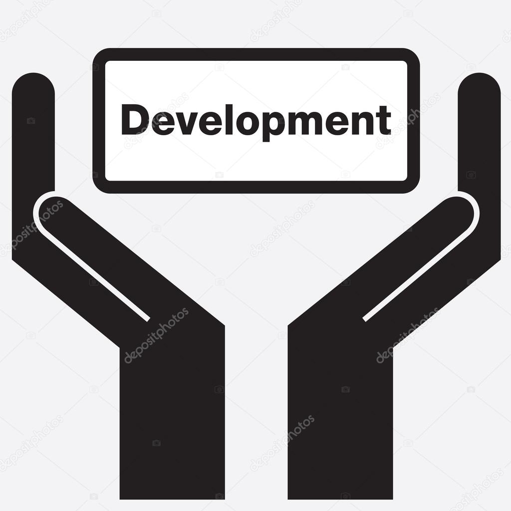 Hand showing development sign icon. Vector illustration.