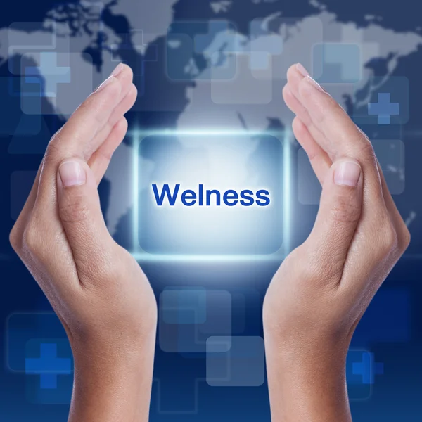 Wellness word button on screen — Stock Photo, Image