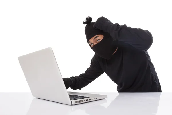 Computer hacker stealing data — Stock Photo, Image