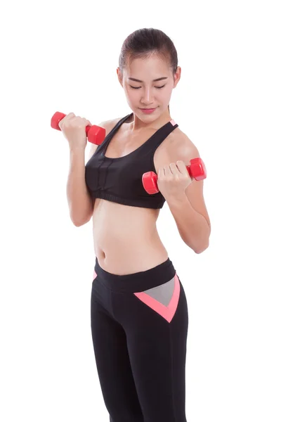 Sport woman doing exercise with lifting weights — Stock Photo, Image