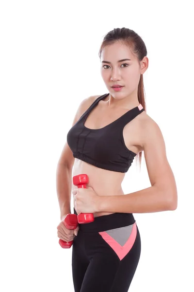 Sport woman doing exercise with lifting weights — Stock Photo, Image