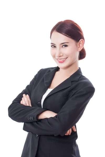 Smiling young business woman isolated on white background — Stock Photo, Image